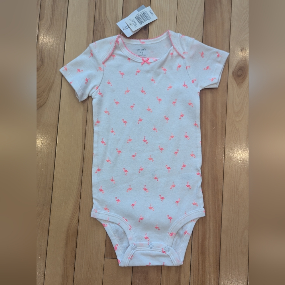 3/15$ Carter's White and Pink Flamingo Bodysuit